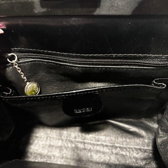 Vintage 1990s Gucci Black Patent Leather Top Handle Bag - Picture 2 of 5